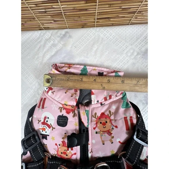 Dog Coat Winter Christmas Themed Size Medium Pink - Picture 6 of 9